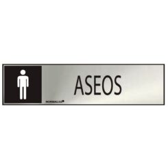 Sinal informativo "aseos" homem (INOX adesivo 0.8mm) 5x20cm normaluz