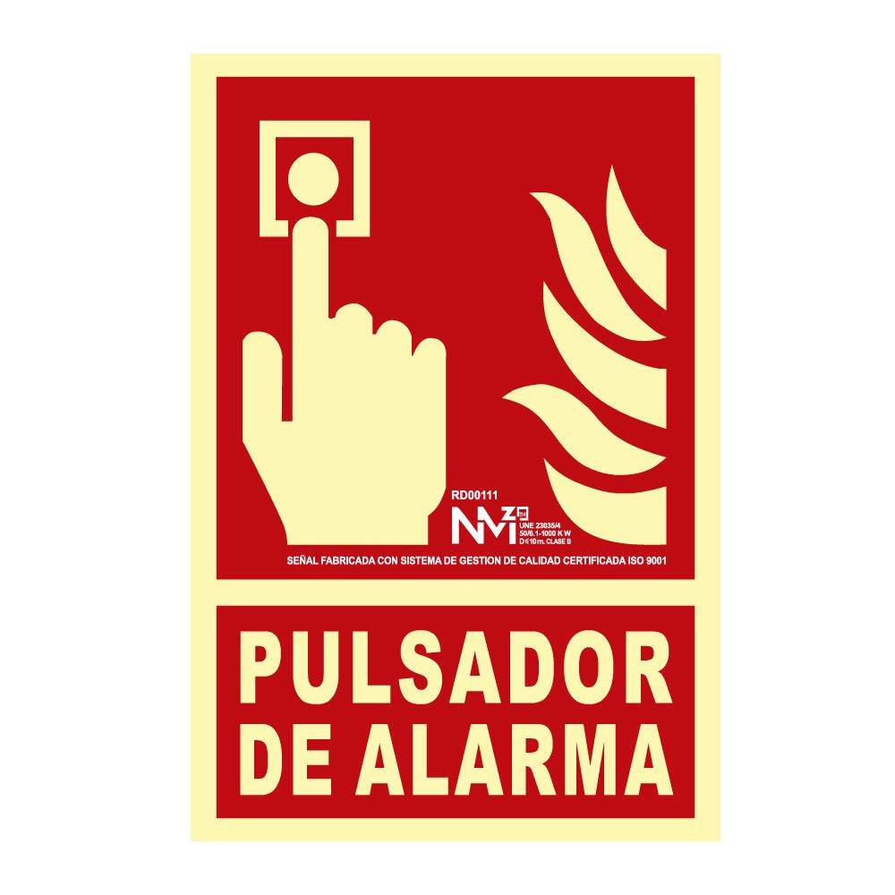 Sinal de extinção "pulsador de alarma" classe B (PCV 0,7mm) 21x30cm normaluz