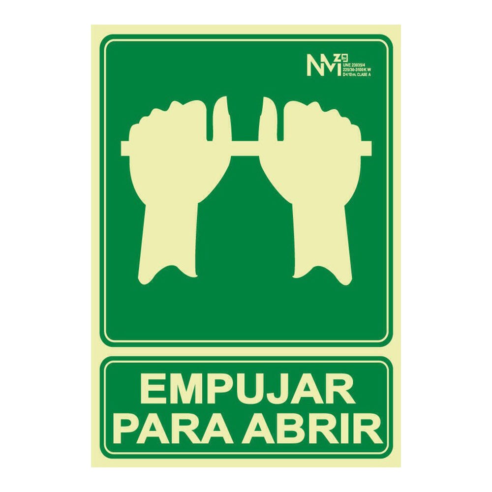Sinalização de empujar para abrir - classe B - PVC de 0,7 mm, 22,4 x 30 cm