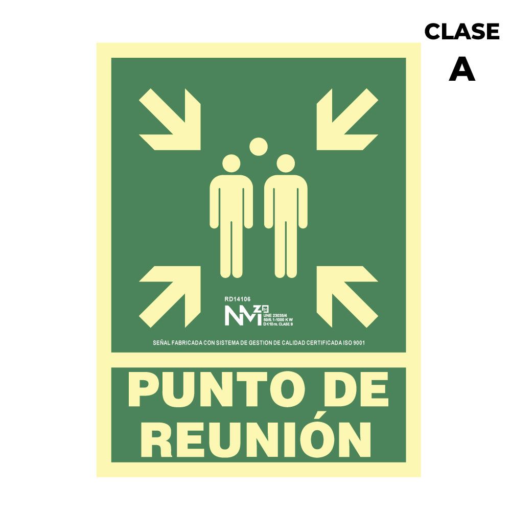 Sinal de evacuação "punto de reunion" classe a (PVC 1mm) 22.4x30cm normaluz