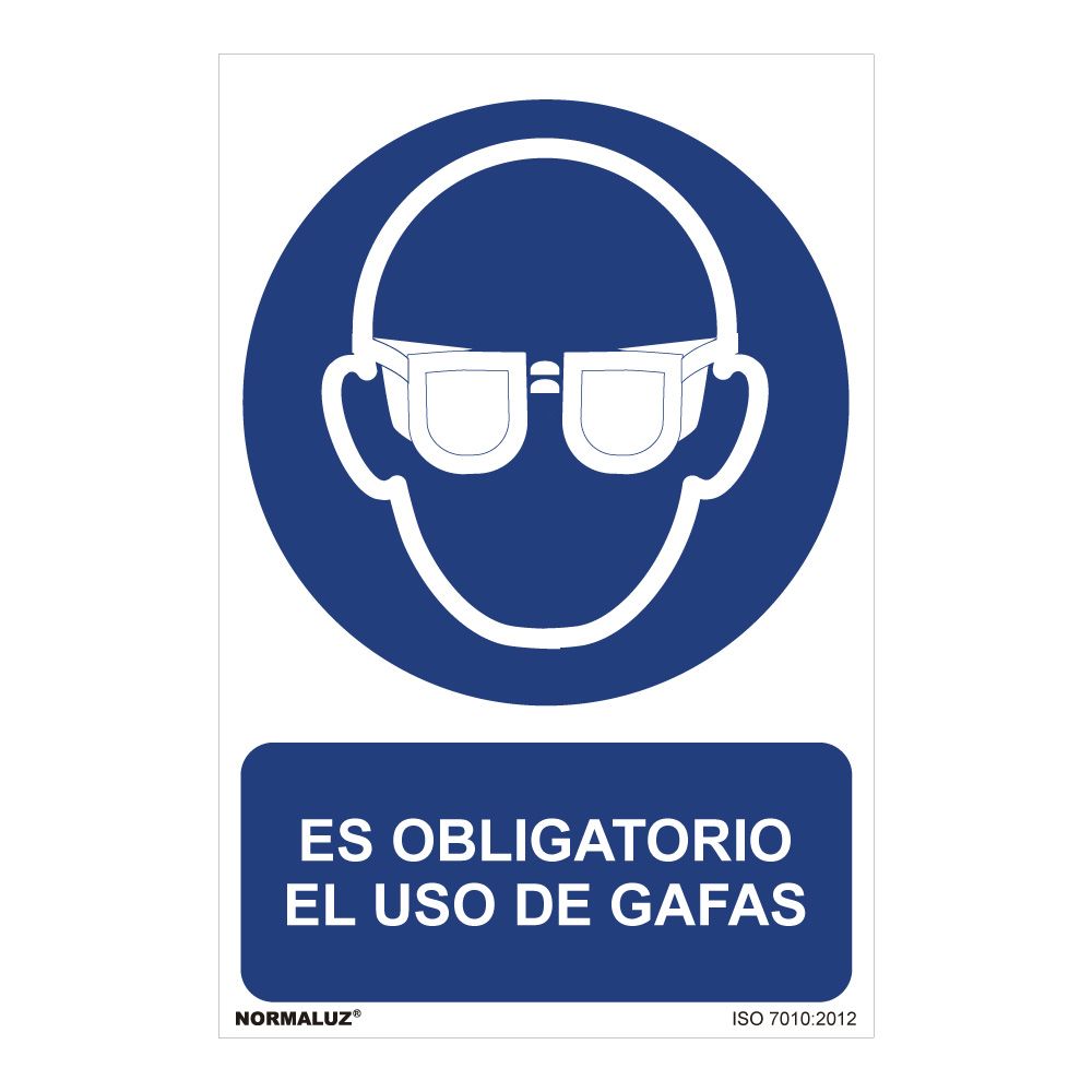 Sinal "es obligatorio EL USO de gafas" (PVC 0,7mm) 30x40cm normaluz