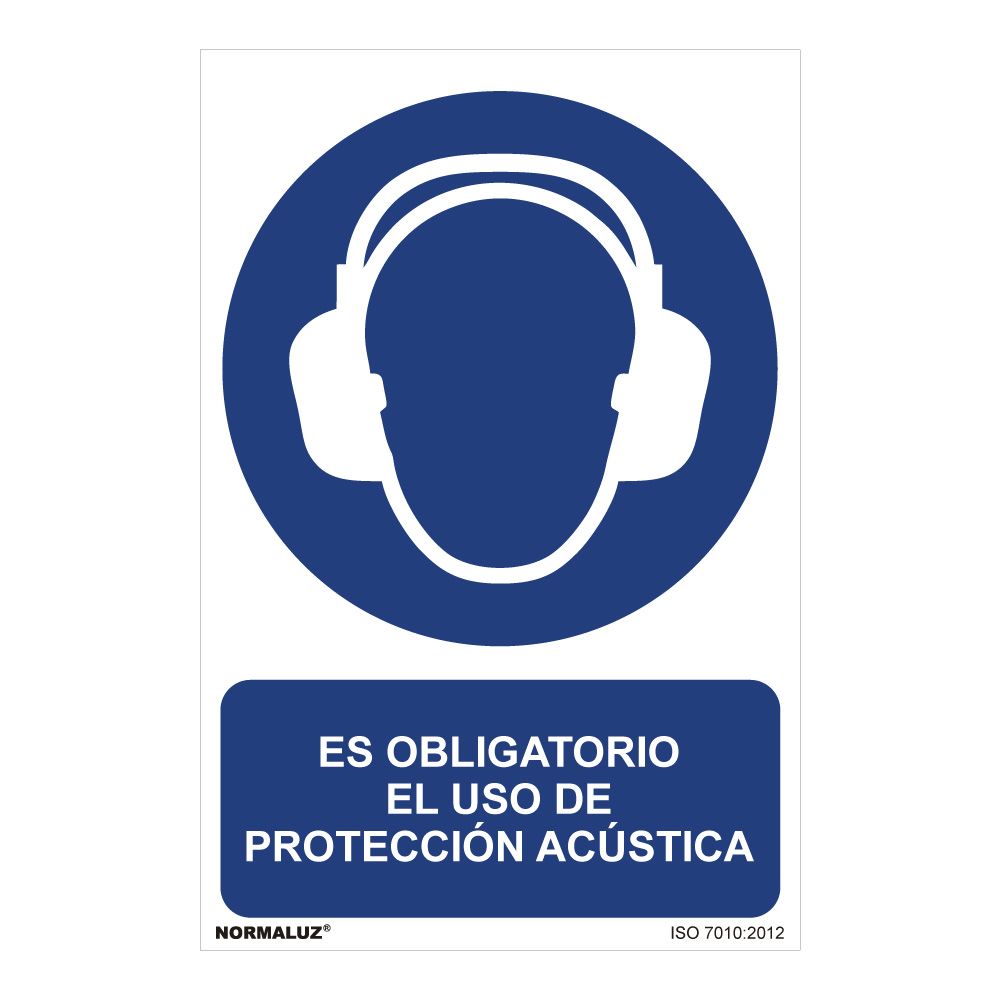Placa "Obrigatório o uso de proteção acústica" (PVC 0,7mm) 30x40cm normallight