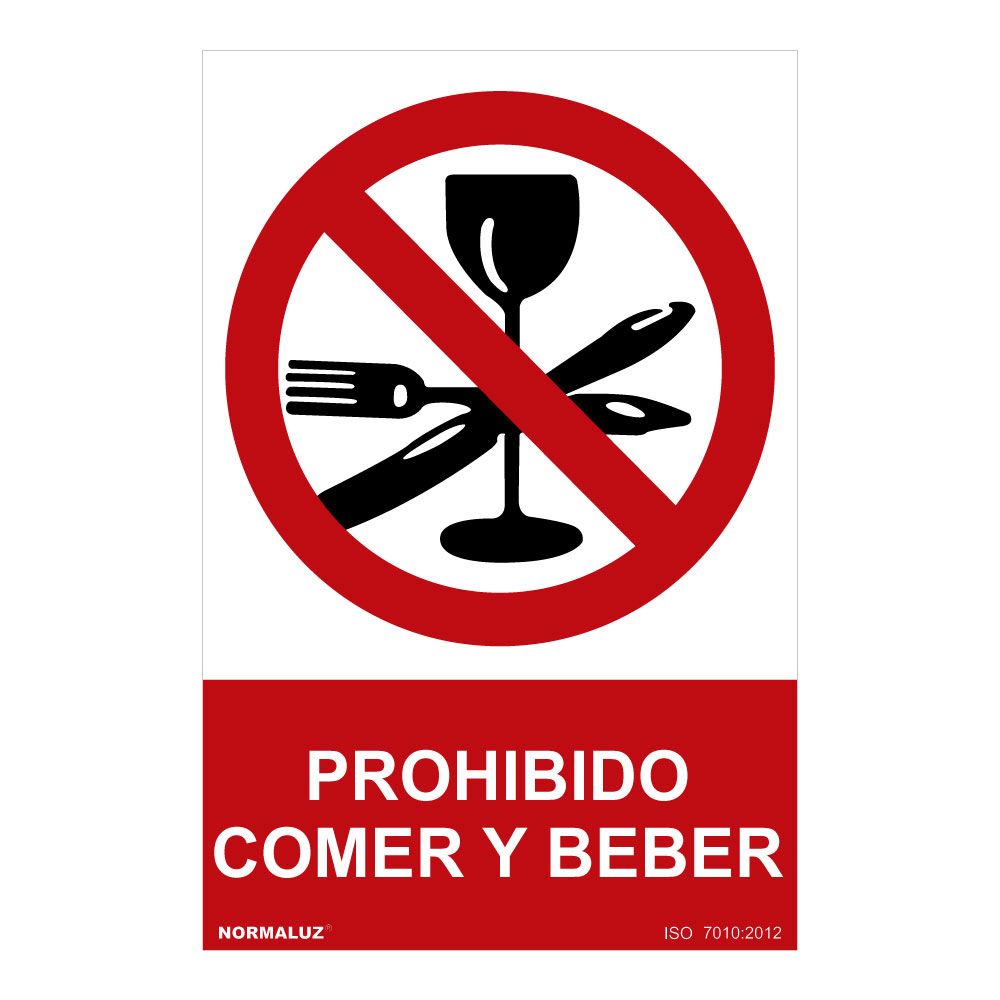 Sinal proibido "proibido comer Y beber" (PVC 0.7mm) 30x40cm