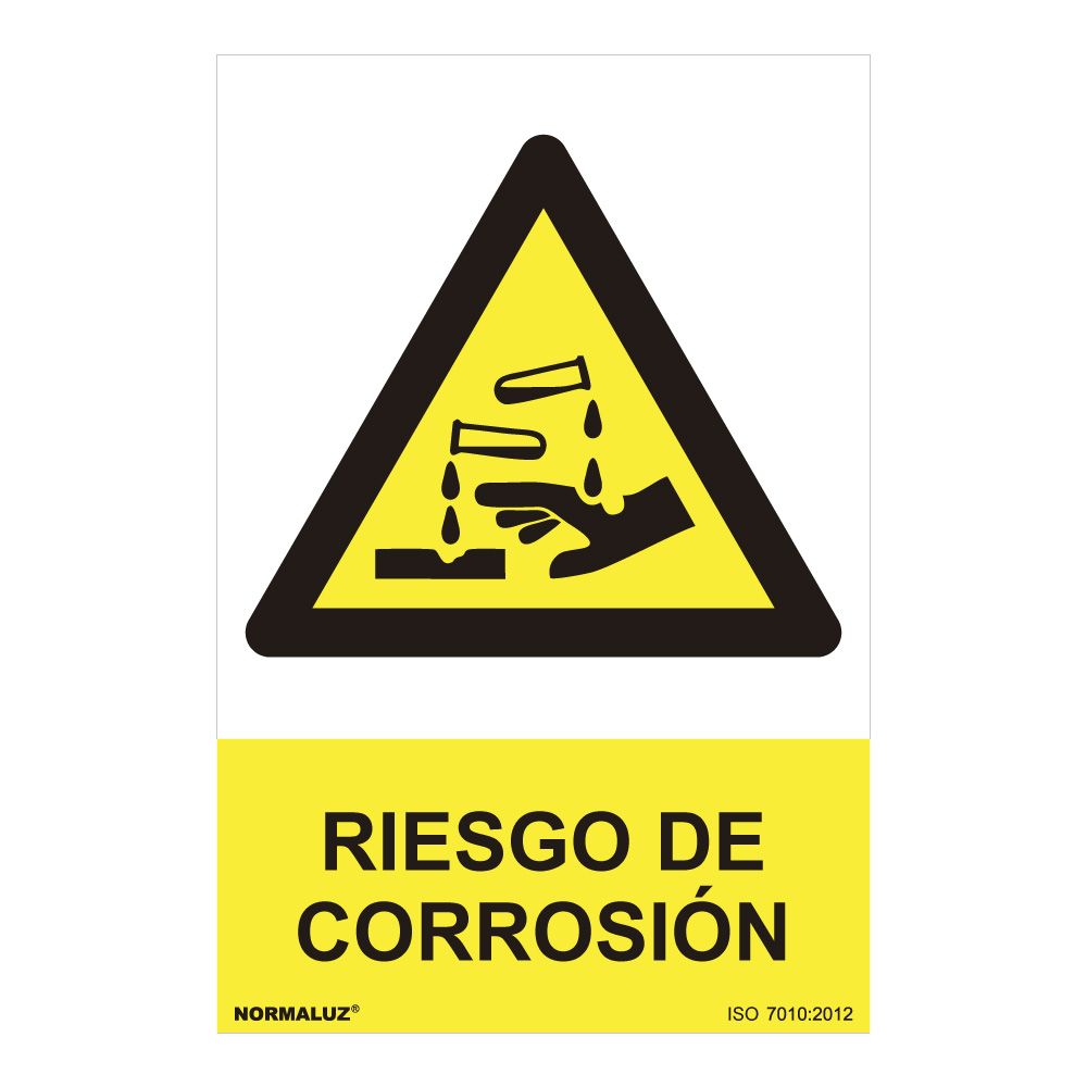 Sinal perigo "riesgo de corrosion" (PVC 0.7mm) 30x40cm normaluz