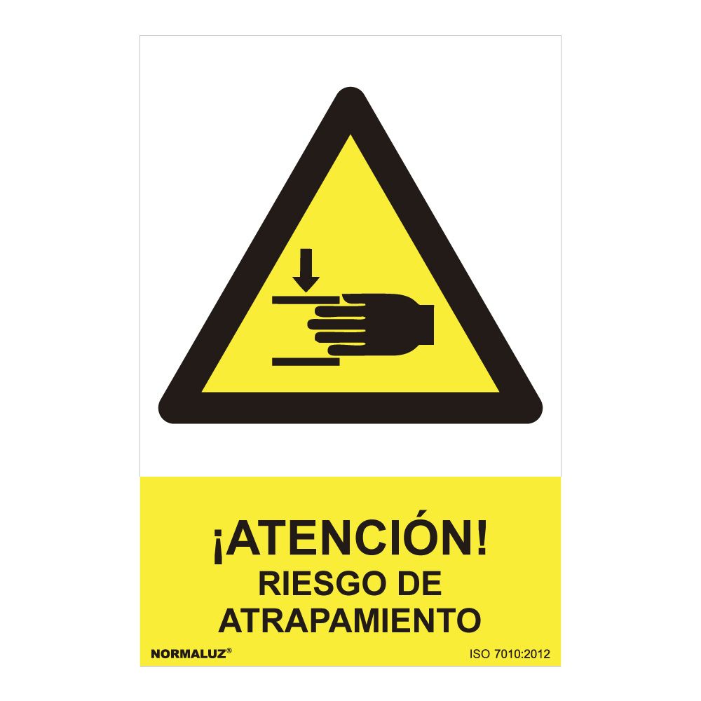 Sinal perigo "atencion riesgo de atrapamiento" (PVC 0.7mm) 30x40cm normaluz