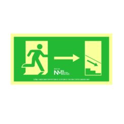 Sinal evacuação escadas abaixo à direita PVC 0,7mm classe B 32x16cm B11140 normaluz