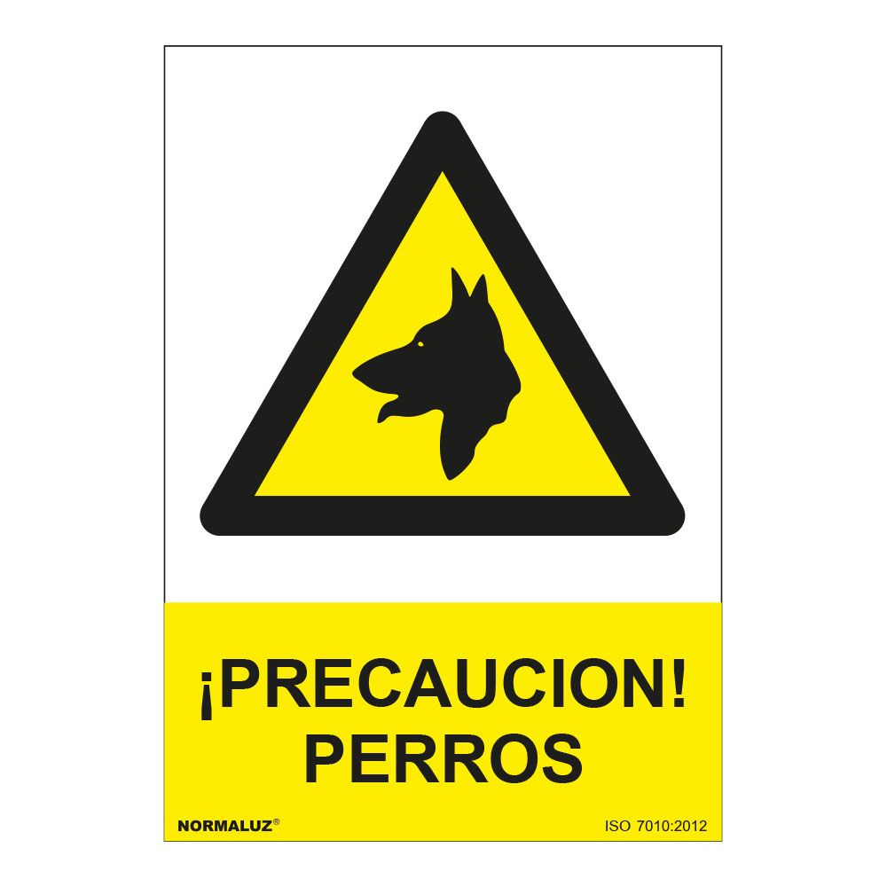 Sinal de perigo precaução cães PVC 0,7mm 210x300mm normaluz