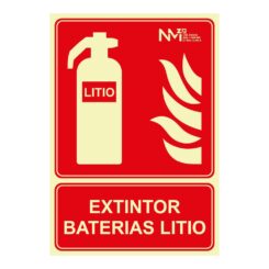 Sinal de extinção "extintor de incêndio" para baterias de lítio classe B (0,7 mm) 210 x 300 mm
