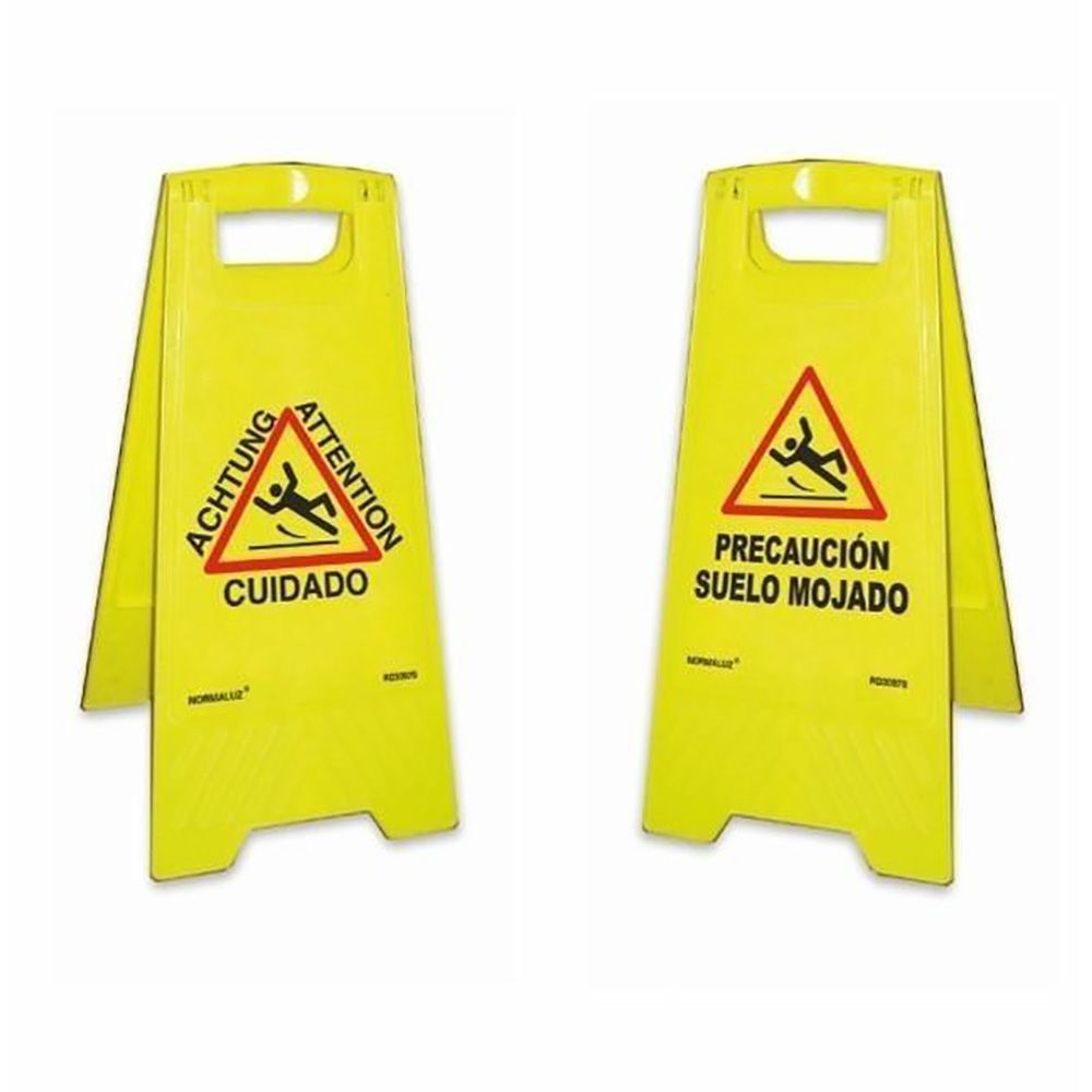 Sinal de chão amarelo cuidado piso molhado 62cm H normaluz