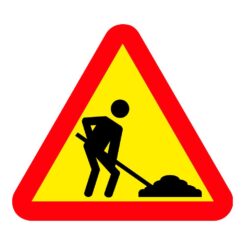 Sinal de trânsito "peligro obras", PVC, 50 x 50 cm