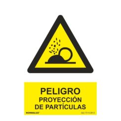 Sinal "peligro proyección de partículas", PVC, 21 x 30 cm