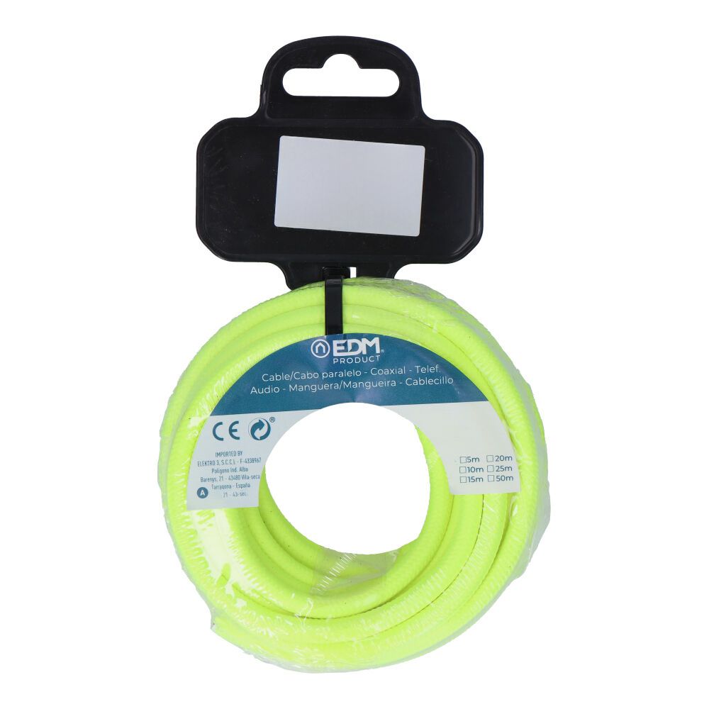Carretel de cabo cordão tubular H03VV-F 2 x 0,75 mm² amarelo fluorescente, 5 m - Image 2