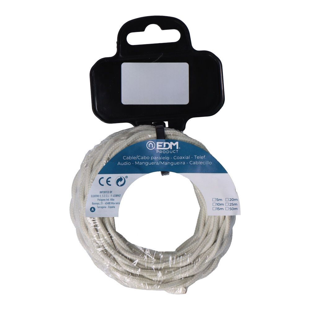 Carretel de cabo têxtil trançado H03VV-F 2 x 0,75 mm² bege, 5 m