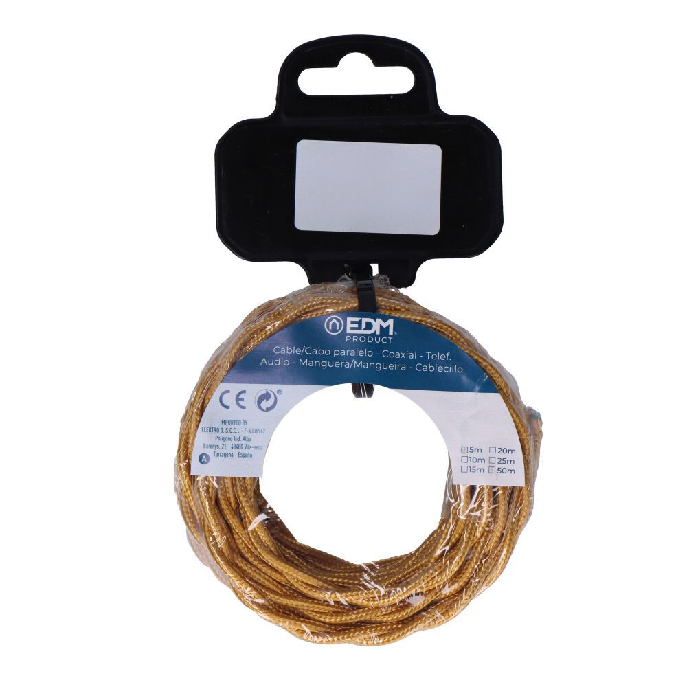 Carretel de cabo têxtil trançado H03VV-F 2 x 0,75 mm² ouro, 5 m - Image 3