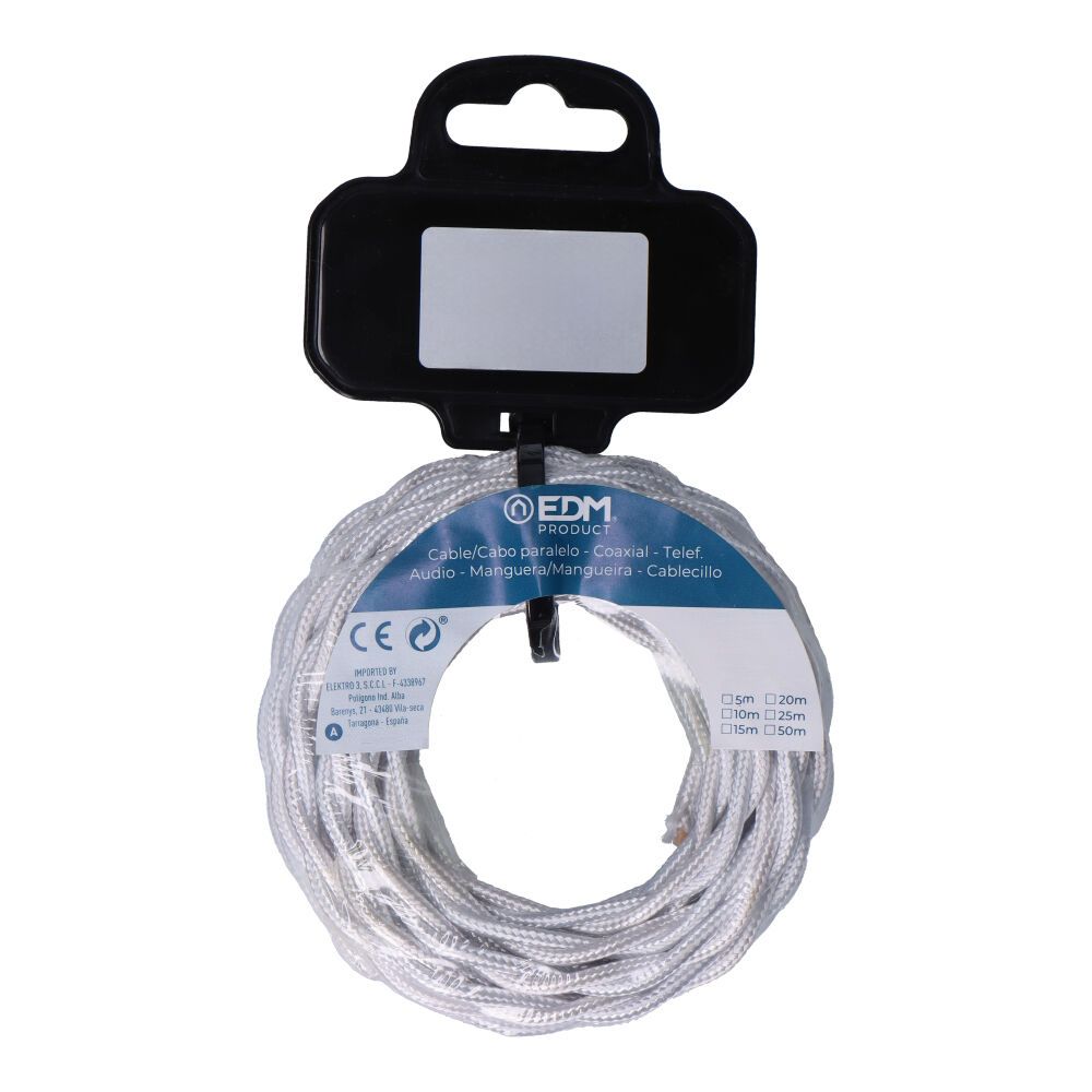 Carretel de cabo têxtil trançado H03VV-F 2 x 0,75 mm² cinza prata, 5 m