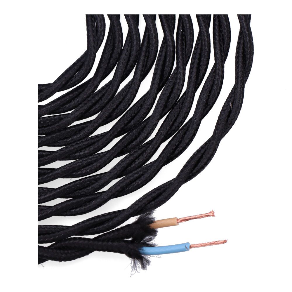 Carretel de cabo têxtil trançado H03VV-F 2 x 0,75 mm² preto, 5 m - Image 2