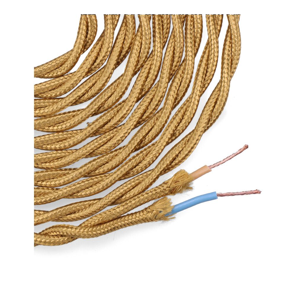 Carretel de cabo têxtil trançado H03VV-F 2 x 0,75 mm² ouro escuro, 5 m - Image 2