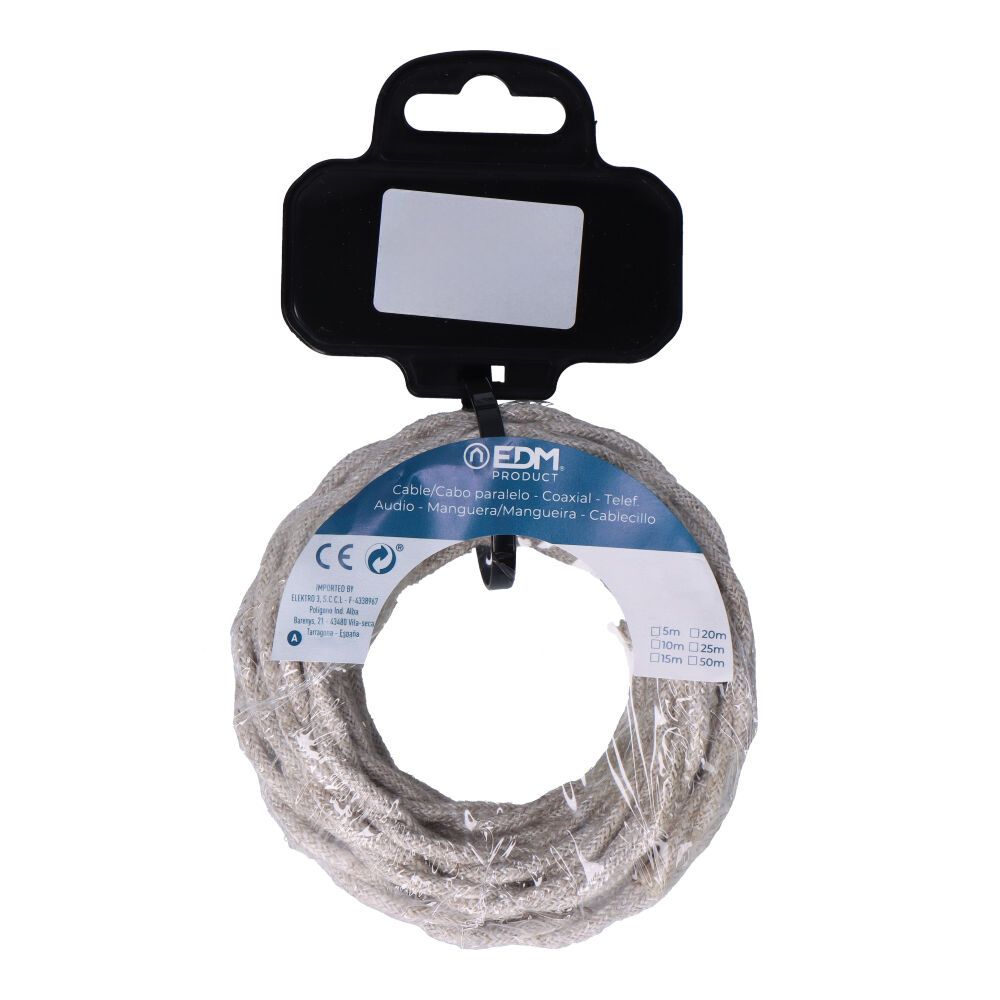 Carretel de cabo têxtil trançado H03VV-F 2 x 0,75 mm² linho, 5 m
