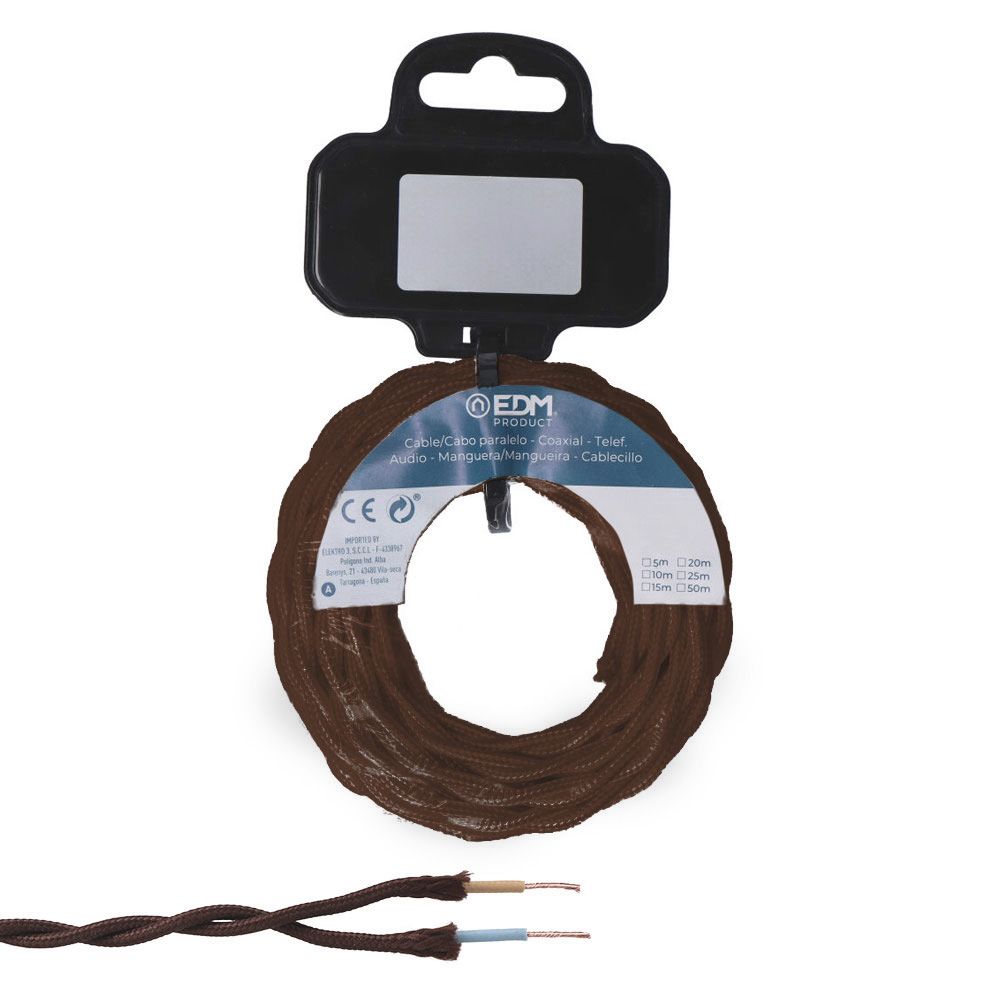 Carrete cable textil trenzado h03vv-f 2 x 0,75 mm² marrón, 5 m - Image 2