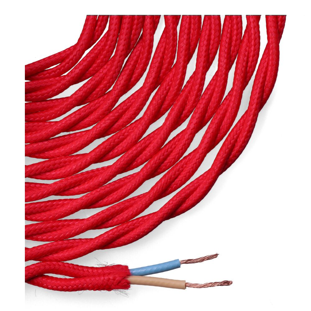 Carretel de cabo têxtil trançado H03VV-F 2 x 0,75 mm² vermelho, 5 m - Image 2