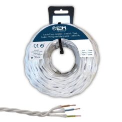 Carretel de cabo paralelo têxtil trançado H05V-K 3 g 1,00 mm² branco, 5 m