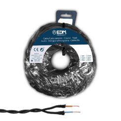 Carretel de cabo paralelo têxtil trançado H05VV-F 2 x 1,50 mm² preto, 25 m