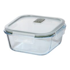 Marmita hermética quadrada de vidro de borossilicato, experto, 800 ml, 15,9 x 15,9 x 7 cm