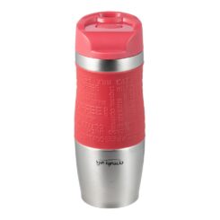 Copo de viagem de aço inoxidável, vermelho mate, experto, 360 ml