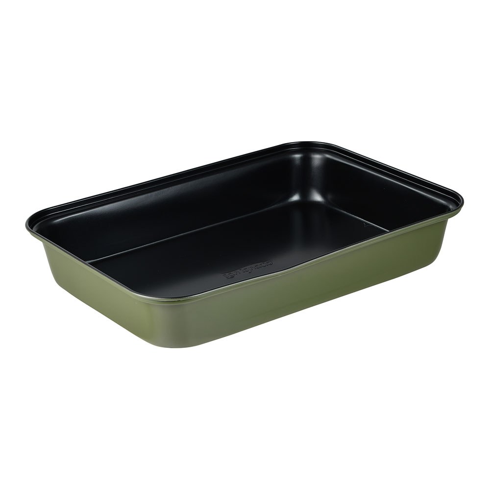Tabuleiro retangular de aço ao carbono, para forno, experto, verde oliva 34 x 23,7 x 6 cm