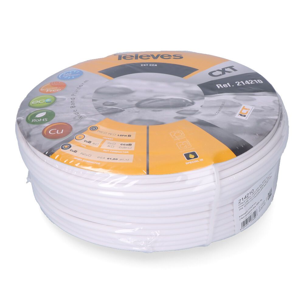 Cabo coaxial blindado RG6 euro/m