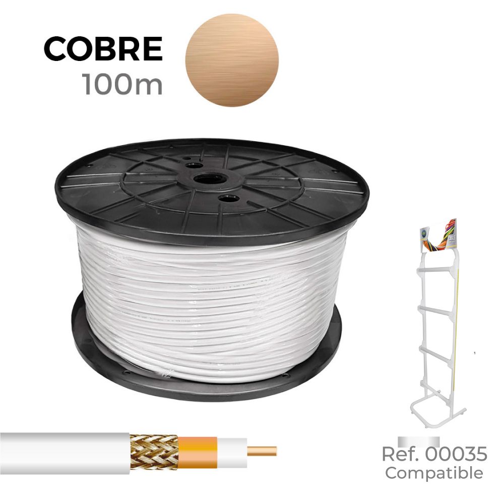 Cabo coaxial blindado RG6 100% cobre euro/m