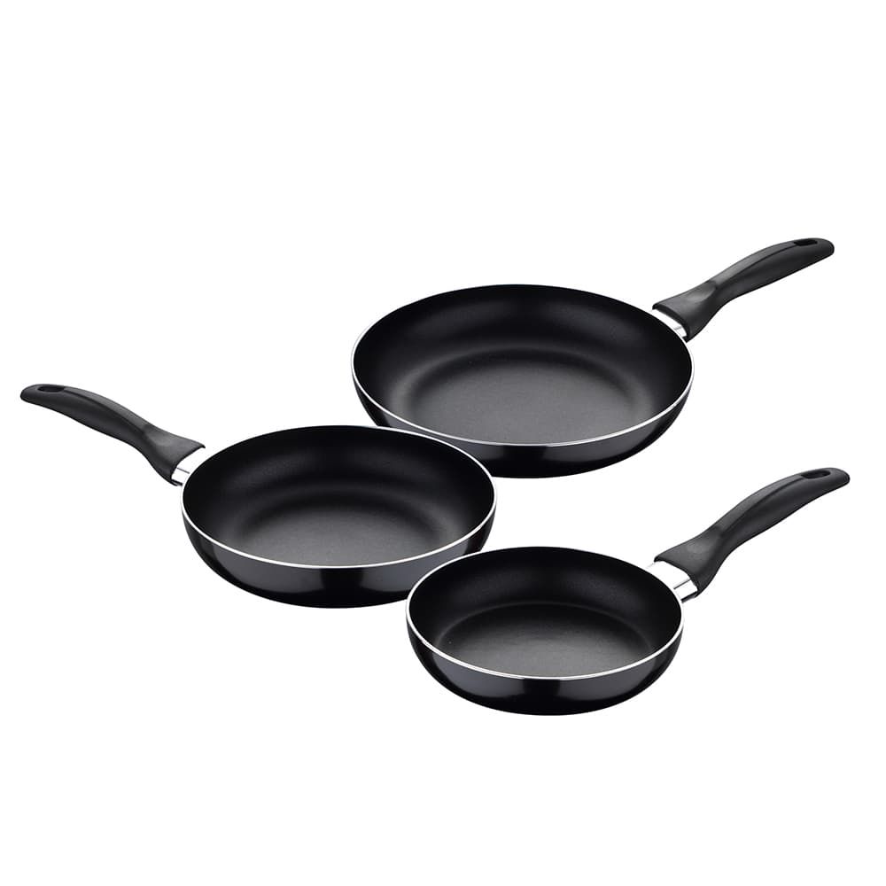SAN IGNACIO Conjunto de 3 panelas de alumínio prensado adequadas para indução preto marinho ø16 / ø20 / ø24 cm