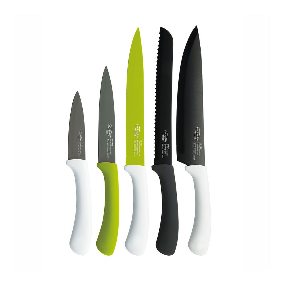 Conjunto de 5 facas de aço inoxidável green
