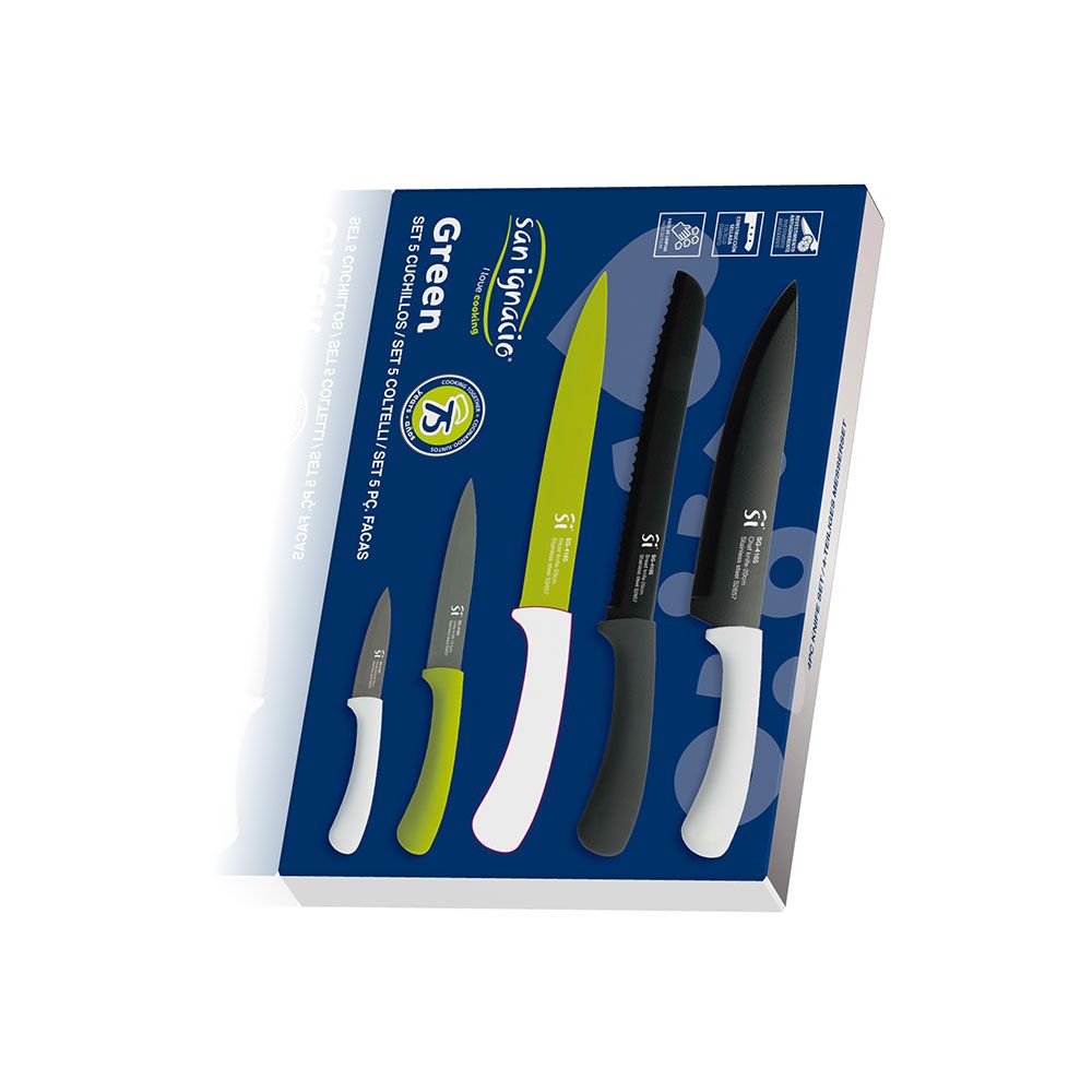 Conjunto de 5 facas de aço inoxidável green - Image 2