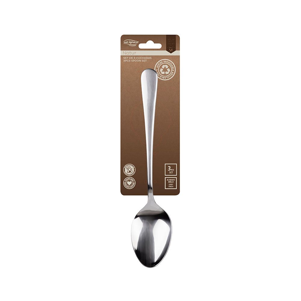 Colher de aço inoxidavel reciclado brilho natur 3 UDS - Image 2