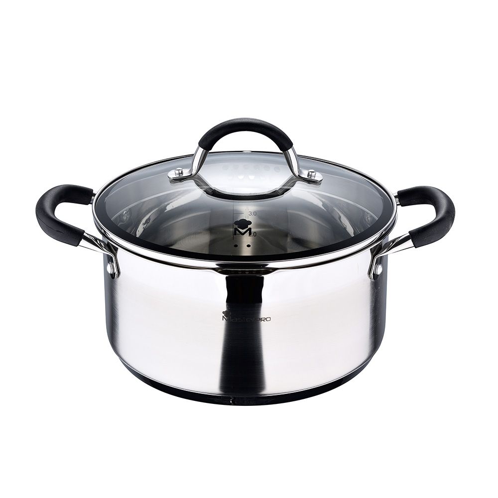 Panela Ø24x12cm 5L INOX com tampa foodies BGMP-1502-BK masterpro