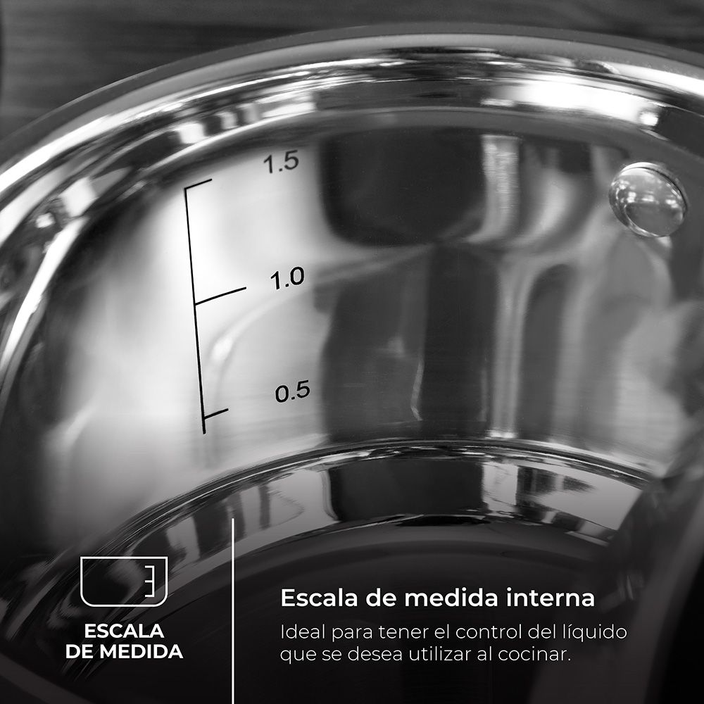 Panela Ø24x12cm 5L INOX com tampa foodies BGMP-1502-BK masterpro - Image 3