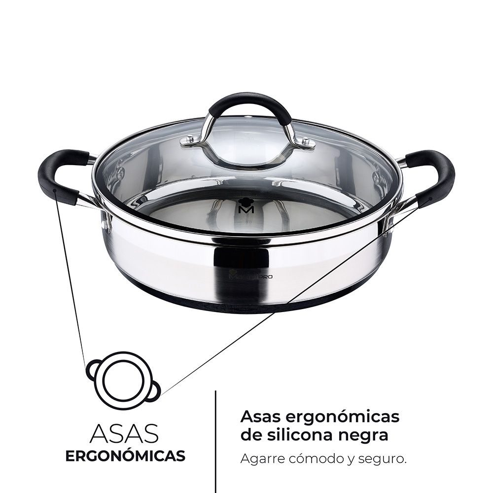 Tacho Ø28x7,5cm 3,8L INOX com tampa foodies BGMP-1503-BK masterpro - Image 2