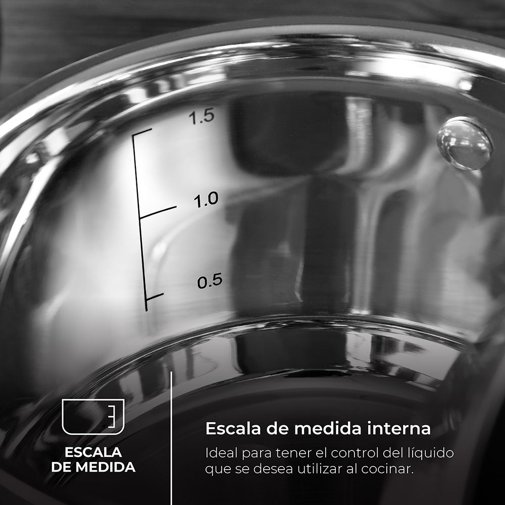 Tacho Ø28x7,5cm 3,8L INOX com tampa foodies BGMP-1503-BK masterpro - Image 3