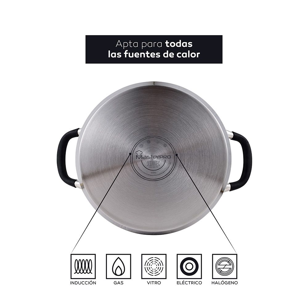 Tacho Ø28x7,5cm 3,8L INOX com tampa foodies BGMP-1503-BK masterpro - Image 4