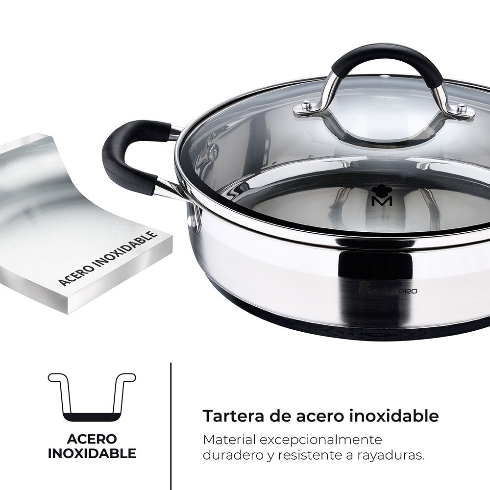 Tacho Ø28x7,5cm 3,8L INOX com tampa foodies BGMP-1503-BK masterpro - Image 5