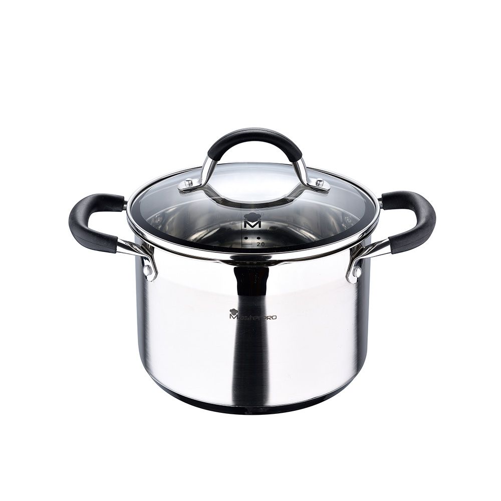 Panela Ø20x14cm 4L INOX com tampa foodies BGMP-1505-BK masterpro