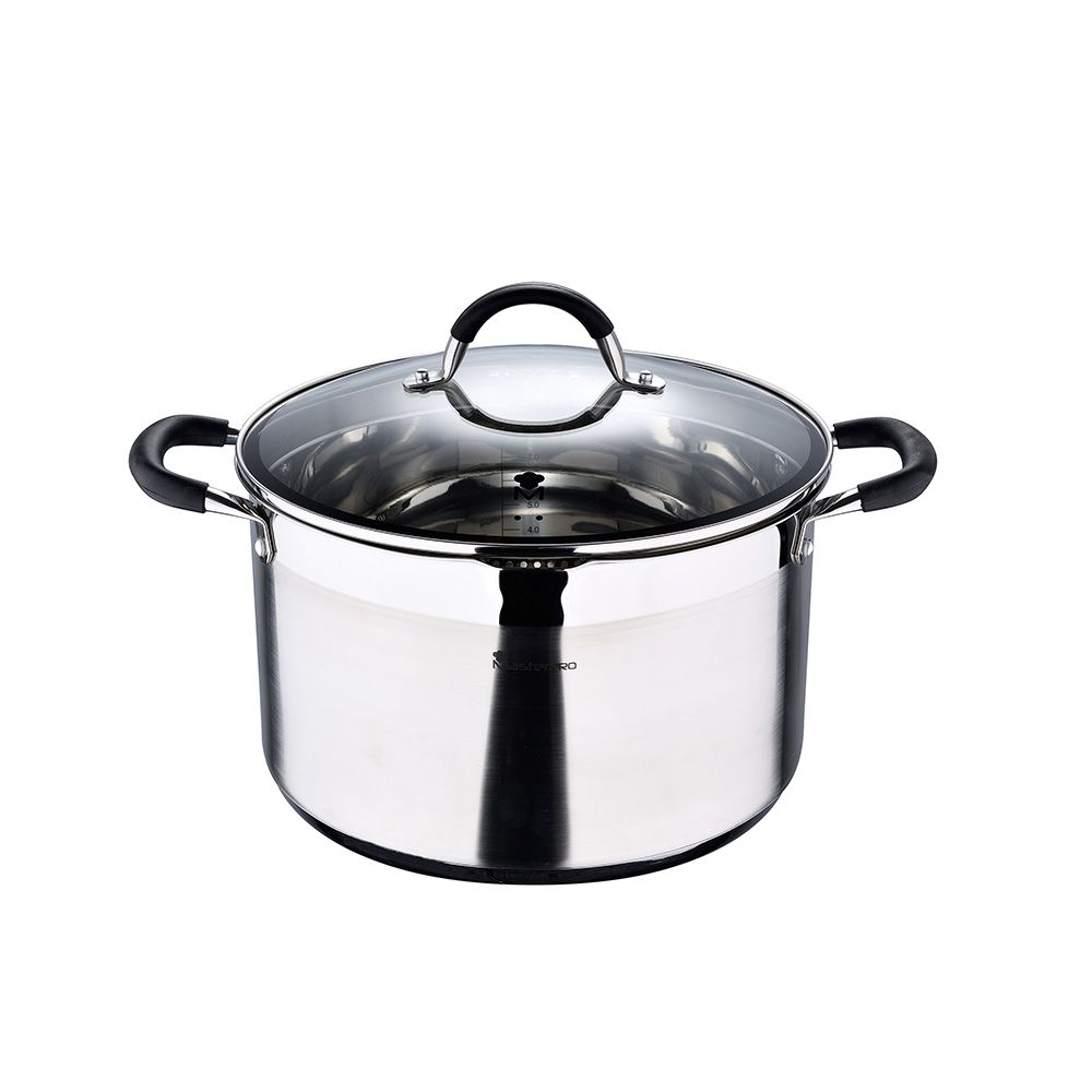 Panela Ø28x16,5cm 9,5L INOX com tampa foodies BGMP-1506-BK masterpro