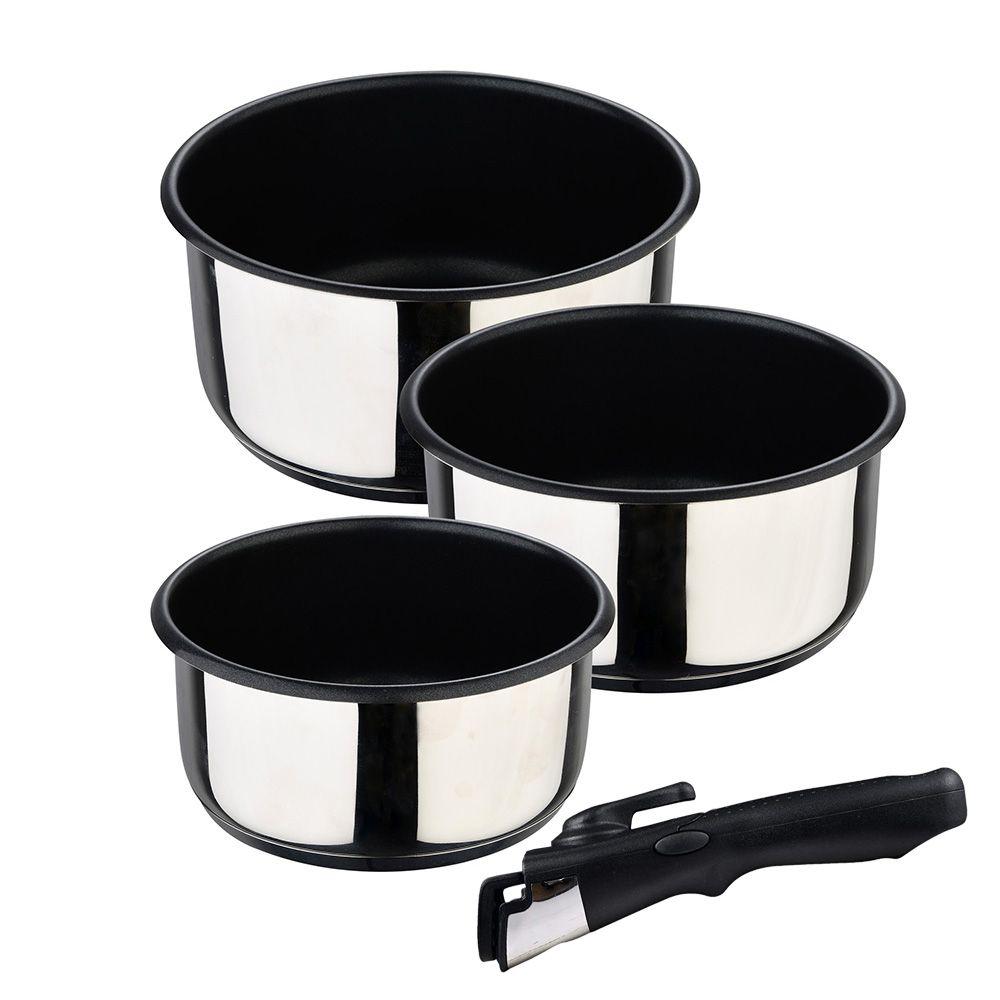 KIT 3 caçarola (Ø16x8cm/Ø18x9cm/Ø20x10cm) em inoxidavel click & cook bergner