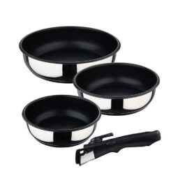 KIT 3 frigideiras (Ø18x6cm/20x6cm/Ø24x6,5cm) INOX click & cook bergner