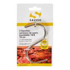 Ganchos em aço inoxidável 18/8, 10 cm de comprimento, blister com 3 unidades