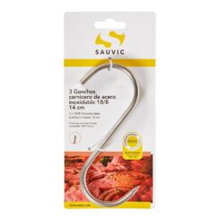 Ganchos em aço inoxidável 18/8, 14 cm de comprimento, blister com 3 unidades