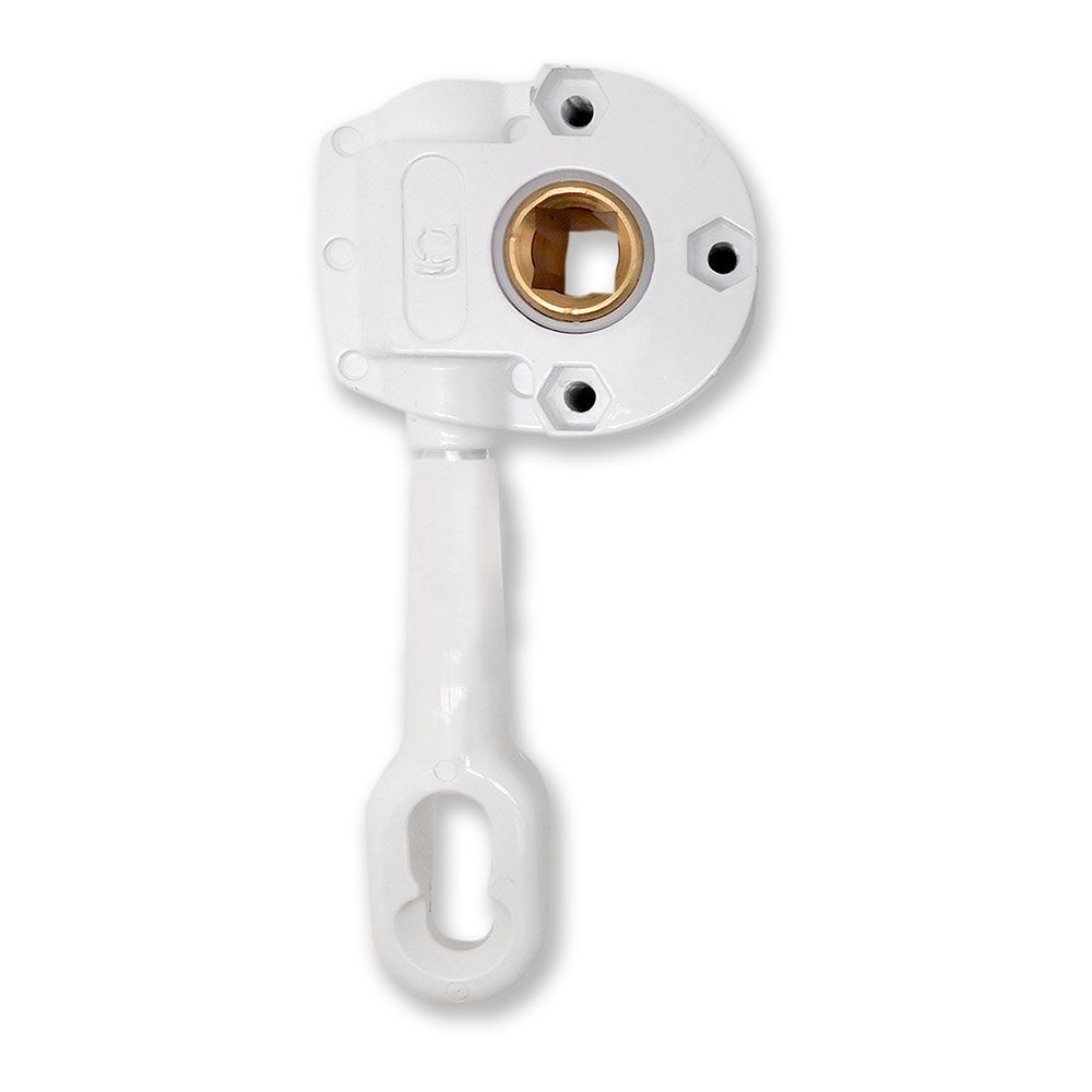 Enroladora de toldo, gancho longo especial, modelo TLD05, fabricada em zamak com acabamento branco, 77 x 35 x 175 mm, blister