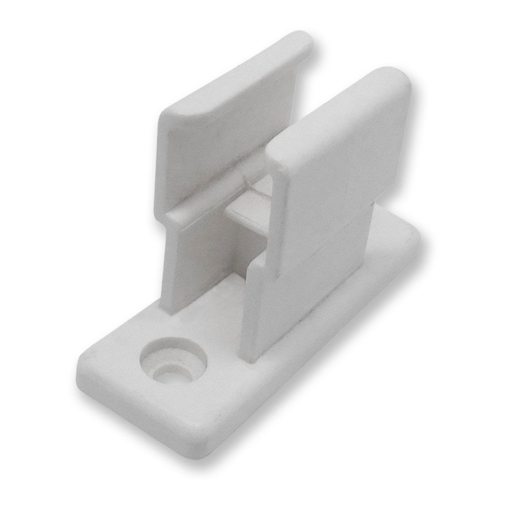 Pinça manivela para toldo, modelo tld07, confeccionada em nylon com acabamento branco, 18,7 x 25,5 x 48,5 mm