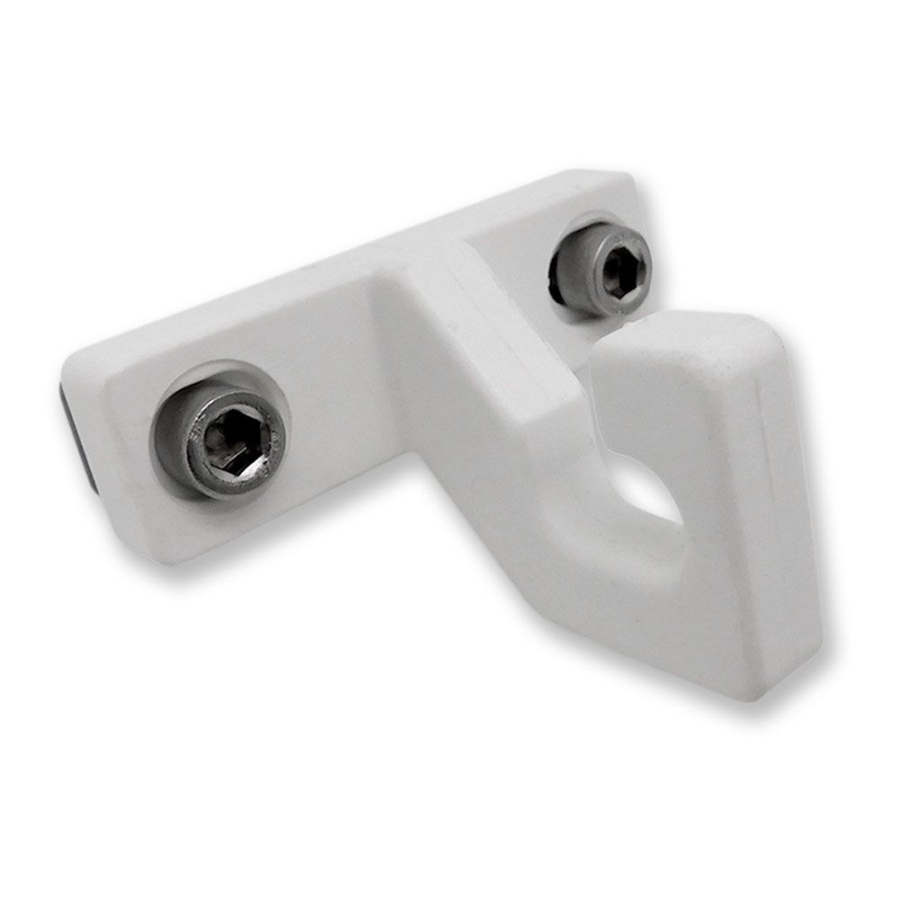 Gancho final para toldo, modelo tld11, em nylon com acabamento branco, 65 x 57,5 x 35,5 mm